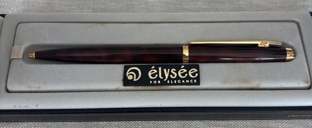 Elysee En Vogue Laque Brown Ballpoint Pen Mint W Case And Box